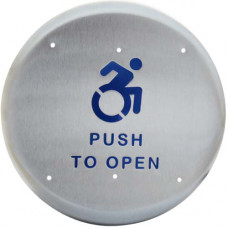 10PBR1AL BEA accessibility push plate, stainless 6" round text & logo