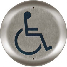 10PBRLL BEA push plate, stainless 6" round w/large handicap logo