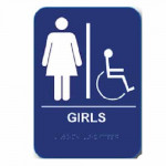 GIRH68 Cal-Royal Restroom Sign, GIRLS Handicap 6" X 8" ADA