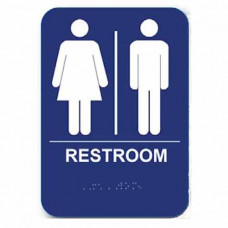 RS68 Cal-Royal Restroom Sign, Unisex 6" X 8" ADA Tactile & Braille