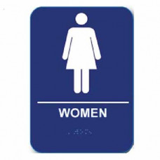 W68 Cal-Royal Restroom Sign, WOMEN's 6" X 8" ADA Tactile & Braille