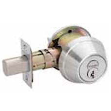 B663R Schlage Deadbolt Single Cylinder FSIC Outside, Classroom Turn Inside