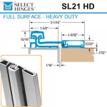 SL21 HD 83 Select Hinges Full Surface Hinge, Swing Clear