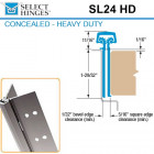 SL24 HD 83 Select Hinges Concealed Hinge, Narrow Frame Leaf